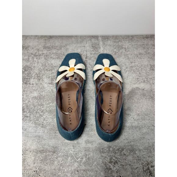 Katy Perry The Evie Daisy Flat in Denim with a White and Yellow Daisy - Size 8.5 - Picture 4 of 9
